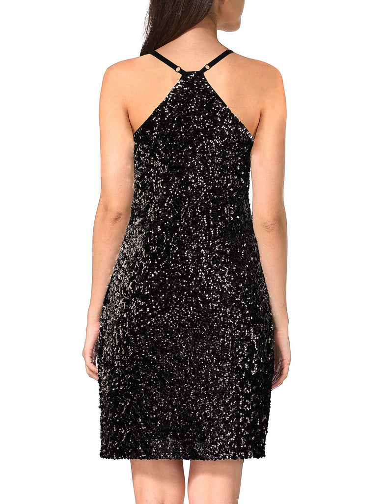 glitter-sequin-dress-for-women-party-spaghetti-strap-black-back