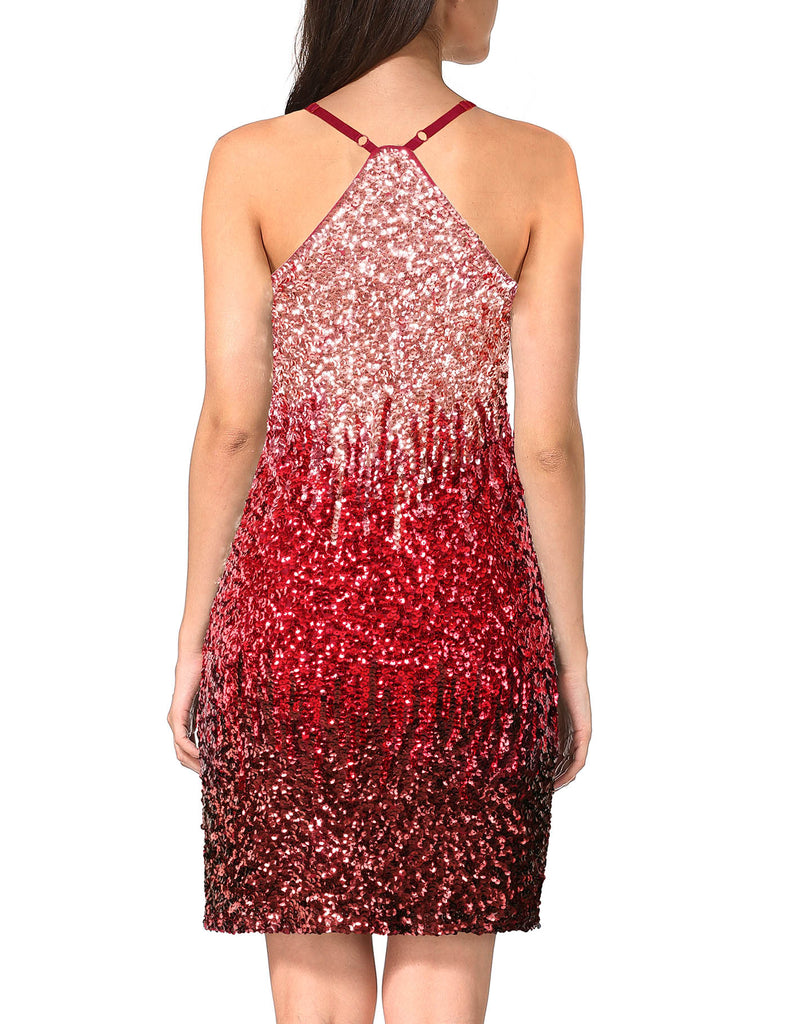 glitter-sequin-dress-for-women-party-spaghetti-strap-burgundy-back