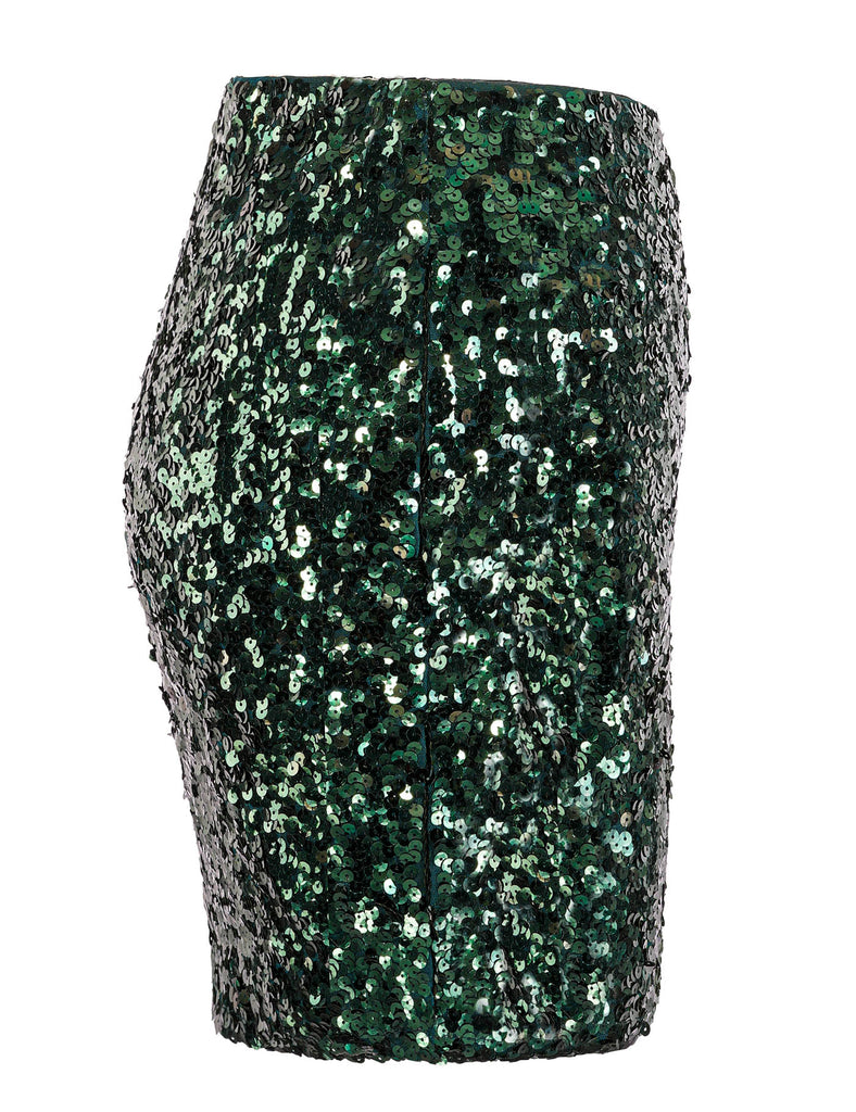 glitter-sequin-skirt-party-night-out-dark-green-side
