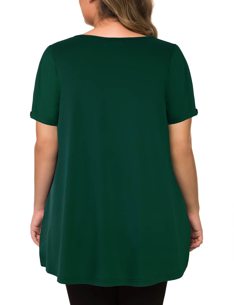 plus-size-tops-for-women-flowy-tunic-shirt-dark-green-back
