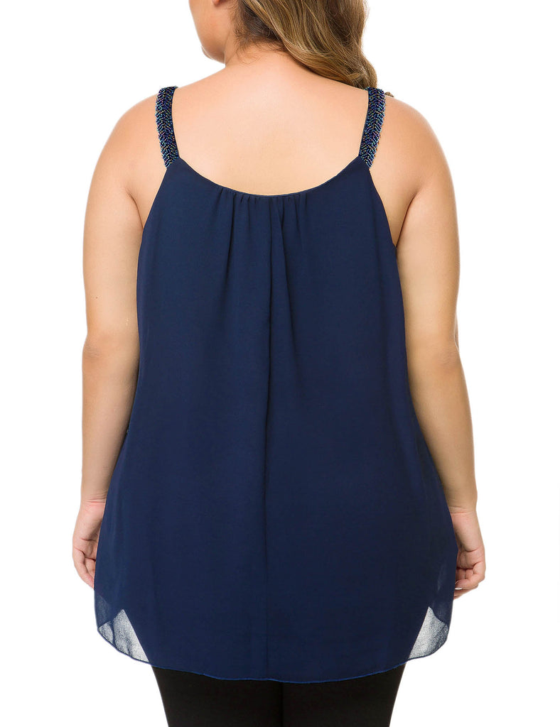 plus-size-tops-for-women-pleated-tank-cami-blue-back