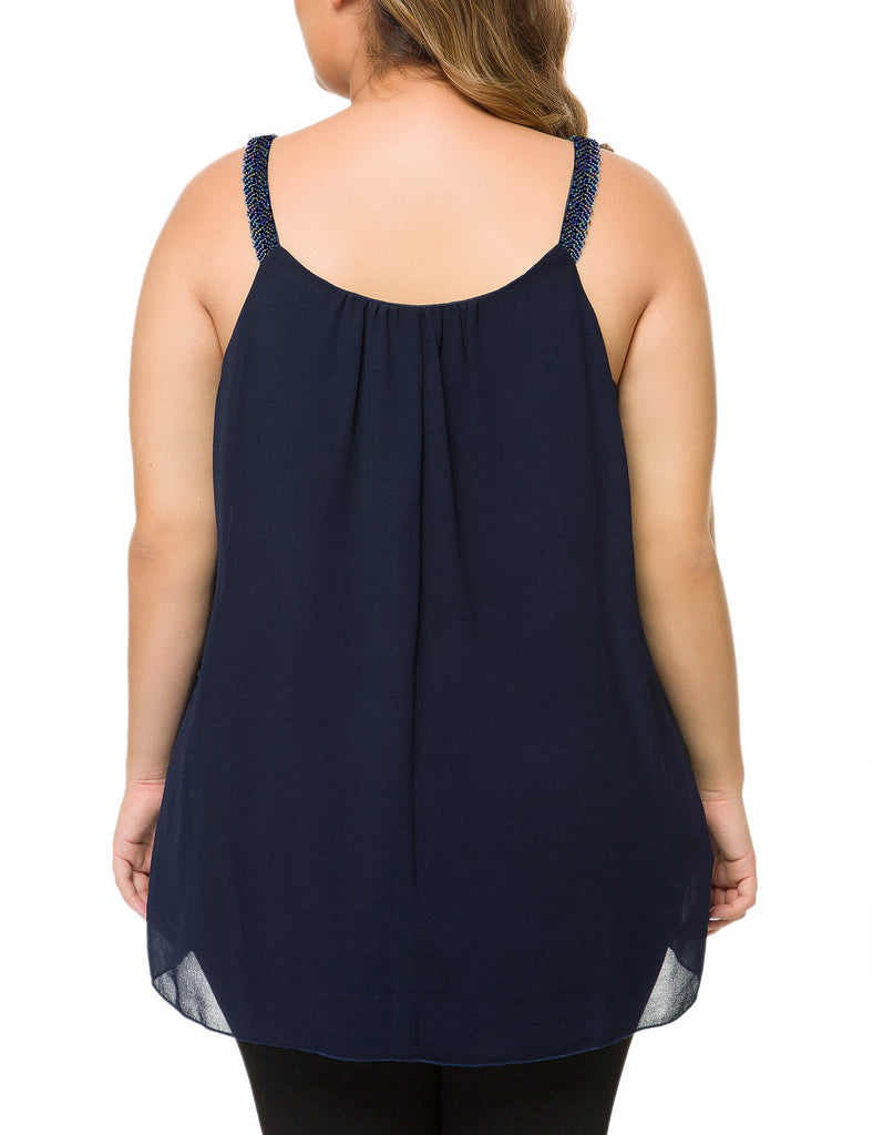 plus-size-tops-for-women-pleated-tank-cami-dark-blue-back