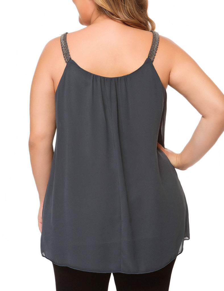 plus-size-tops-for-women-pleated-tank-cami-gray-back
