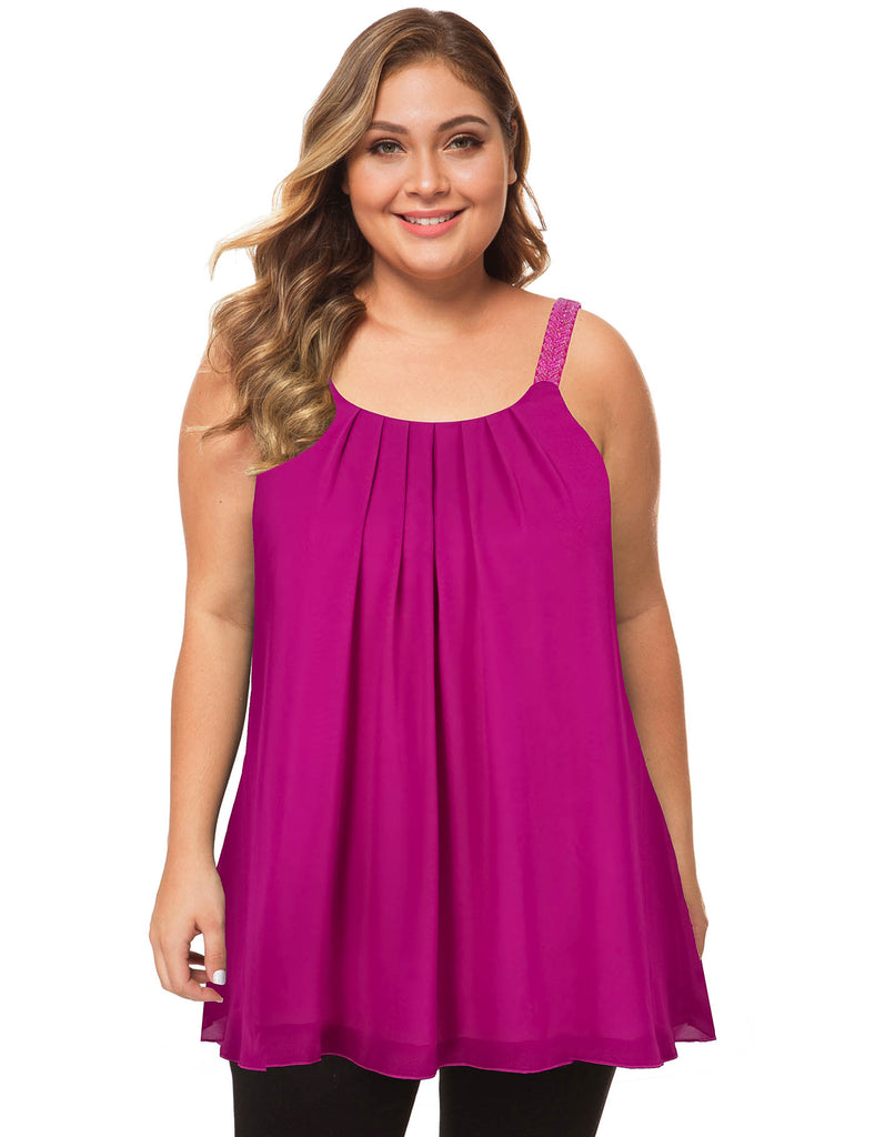 plus-size-tops-for-women-pleated-tank-cami-rose-pink