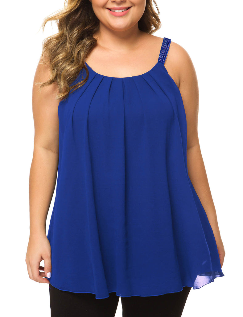 plus-size-tops-for-women-pleated-tank-cami-royal-blue
